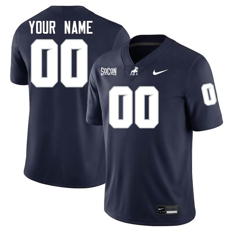 Custom Samford Bulldogs Name And Number Football Jerseys-Navy